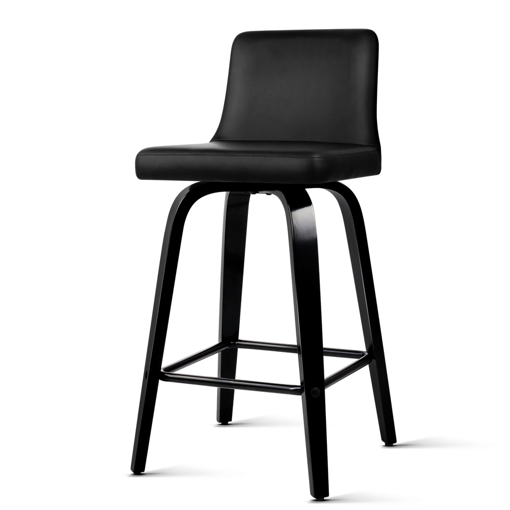 Artiss Kitchen Bar Stools Wooden Bar Stool Swivel Chairs Leather Black White - Picture 32 of 68