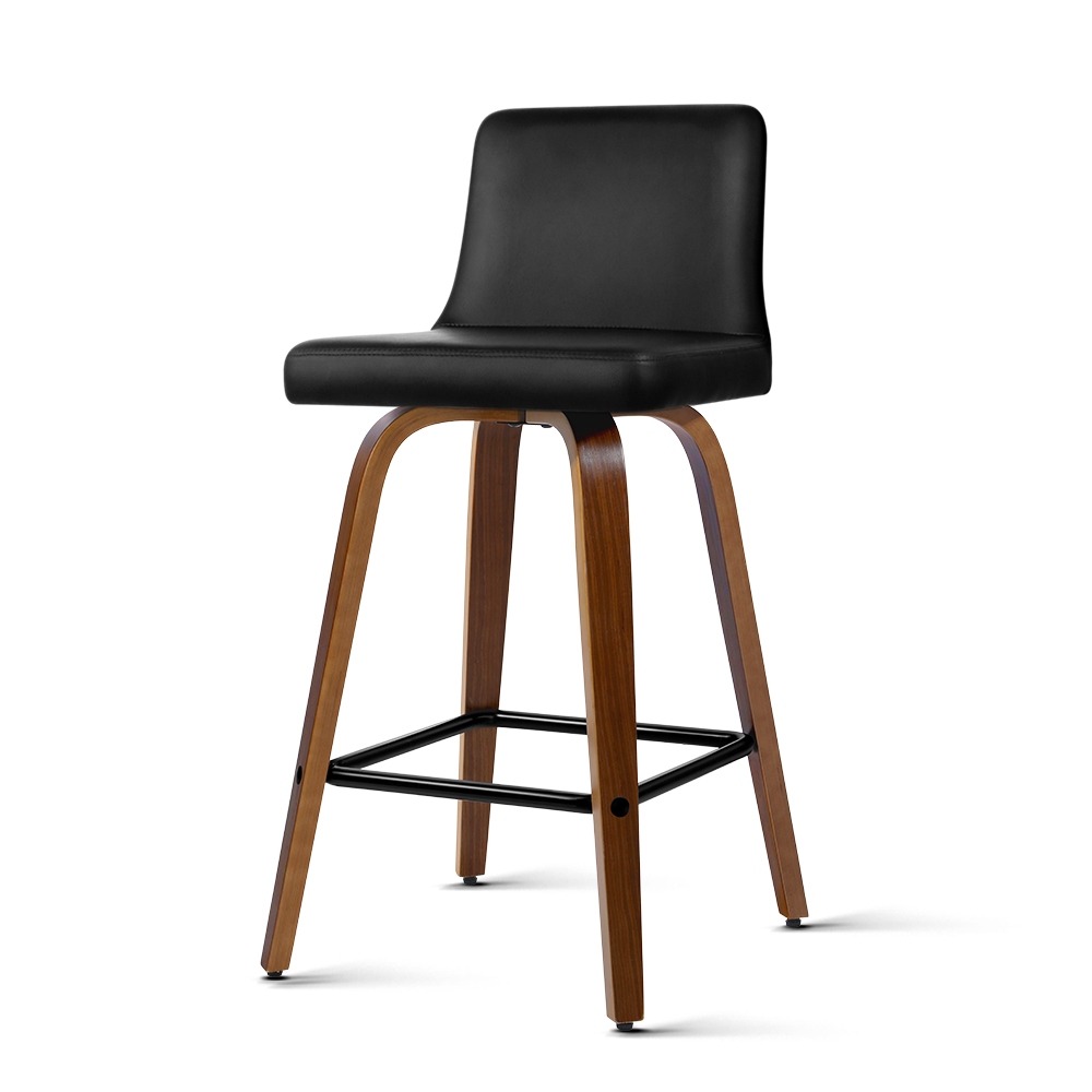 Artiss Kitchen Bar Stools Wooden Bar Stool Swivel Chairs Leather Black White - Picture 35 of 68