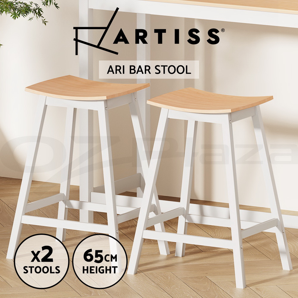 Artiss Kitchen Bar Stools Wooden Bar Stool Swivel Chairs Leather Black White - Picture 15 of 68