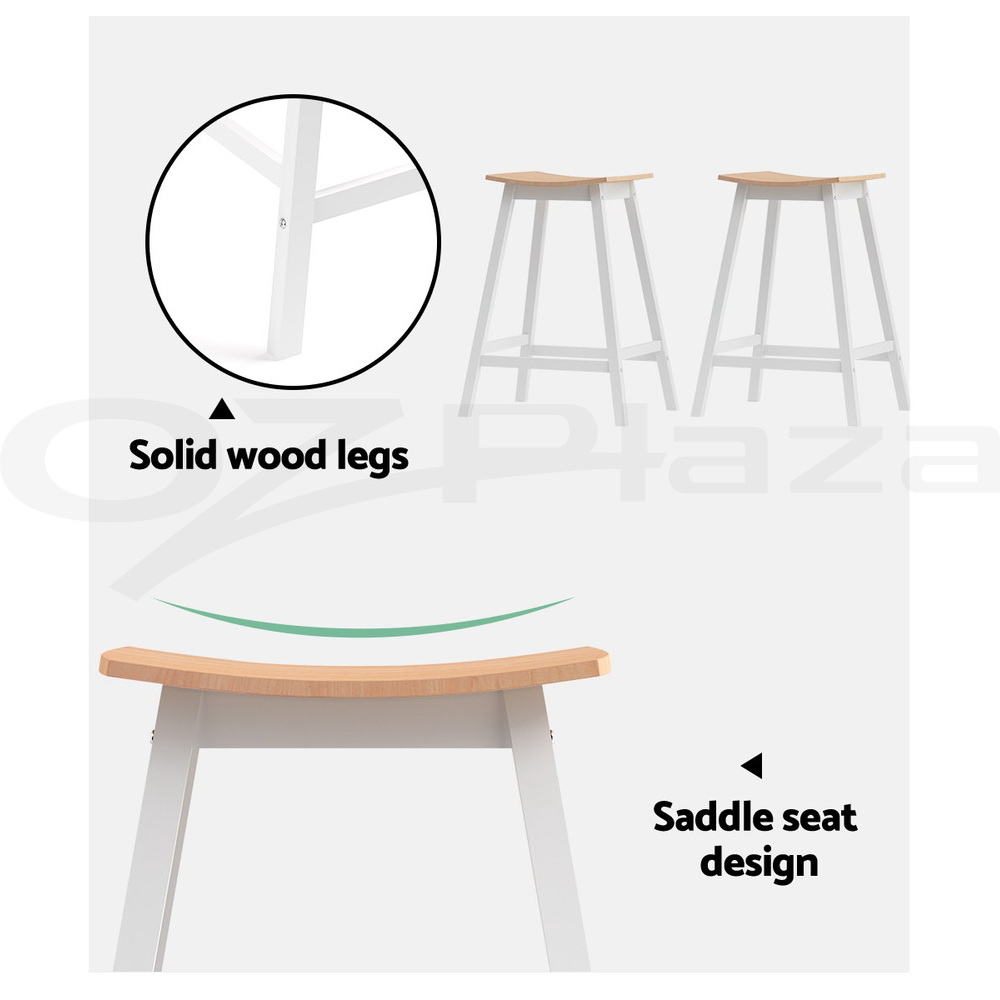 Artiss Kitchen Bar Stools Wooden Bar Stool Swivel Chairs Leather Black White - Picture 16 of 68