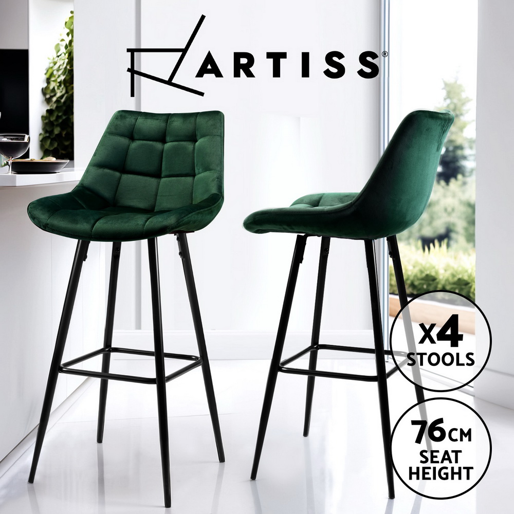 1x / 2x / 4x Artiss Bar Stools Kitchen Chairs Upholstered Wood Leather Fabric - Picture 15 of 110