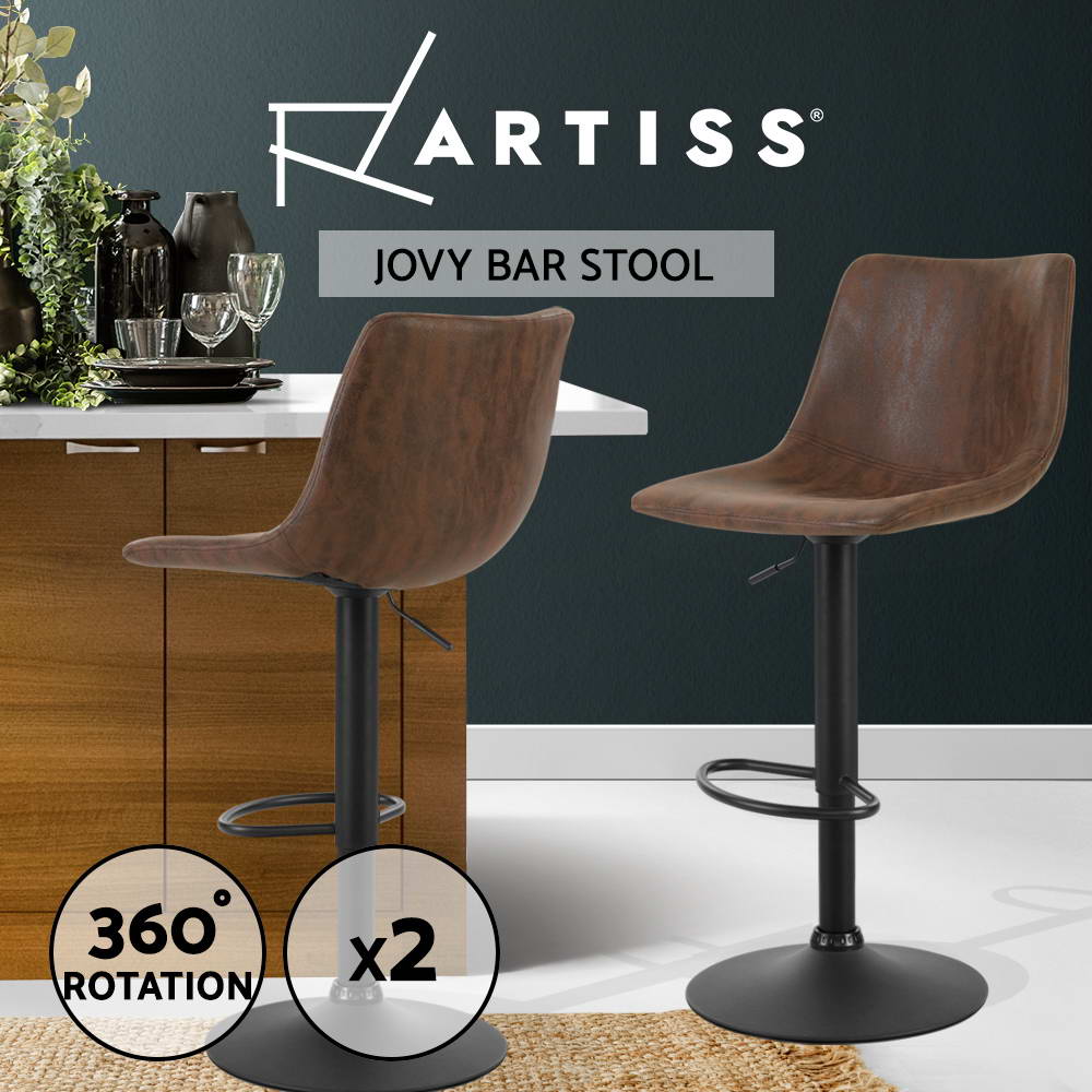 1x / 2x / 4x Artiss Bar Stools Kitchen Chairs Upholstered Wood Leather Fabric - Picture 52 of 110