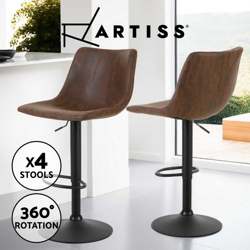 1x / 2x / 4x Artiss Bar Stools Kitchen Chairs Upholstered Wood Leather Fabric - Picture 54 of 110