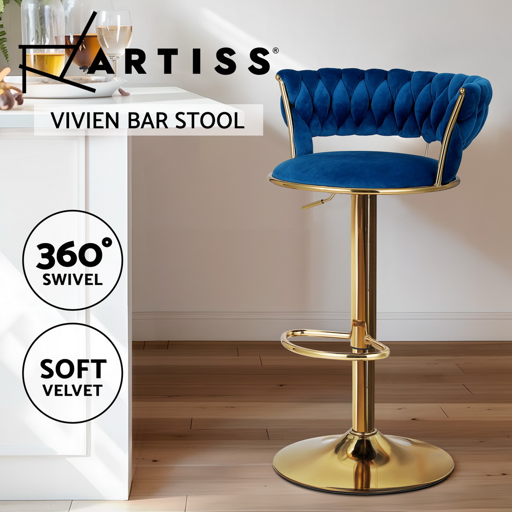 1x / 2x / 4x Artiss Bar Stools Kitchen Chairs Upholstered Wood Leather Fabric - Picture 92 of 110