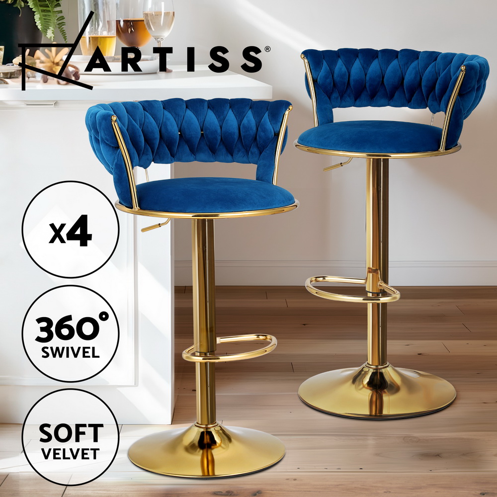 1x / 2x / 4x Artiss Bar Stools Kitchen Chairs Upholstered Wood Leather Fabric - Picture 97 of 110