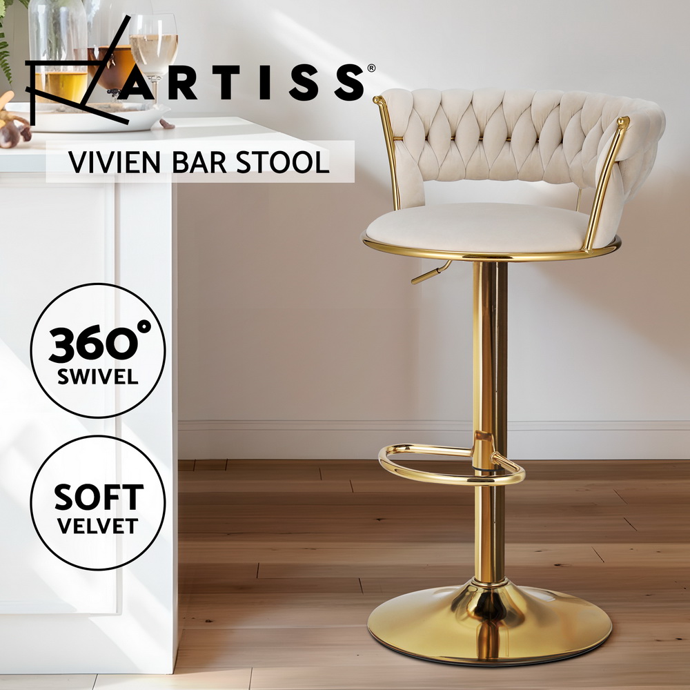 1x / 2x / 4x Artiss Bar Stools Kitchen Chairs Upholstered Wood Leather Fabric - Picture 99 of 110