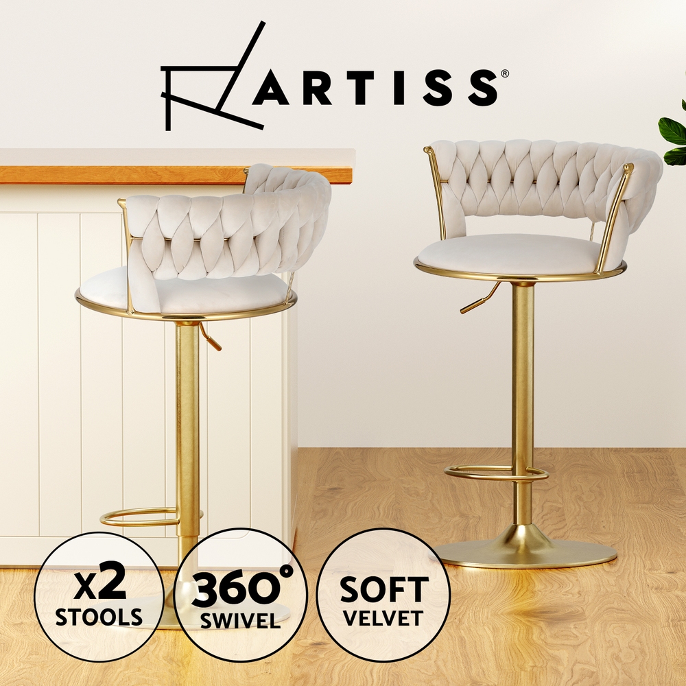1x / 2x / 4x Artiss Bar Stools Kitchen Chairs Upholstered Wood Leather Fabric - Picture 102 of 110