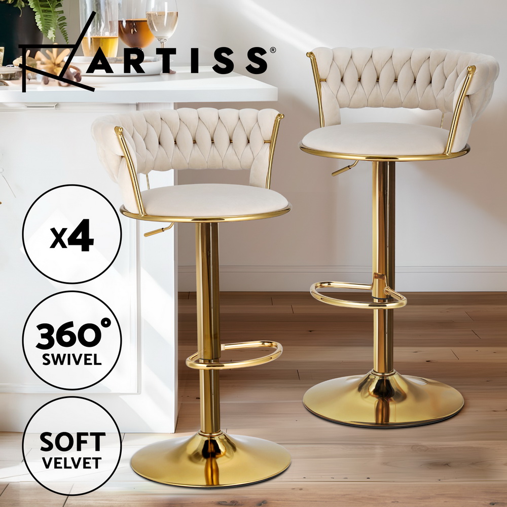 1x / 2x / 4x Artiss Bar Stools Kitchen Chairs Upholstered Wood Leather Fabric - Picture 105 of 110