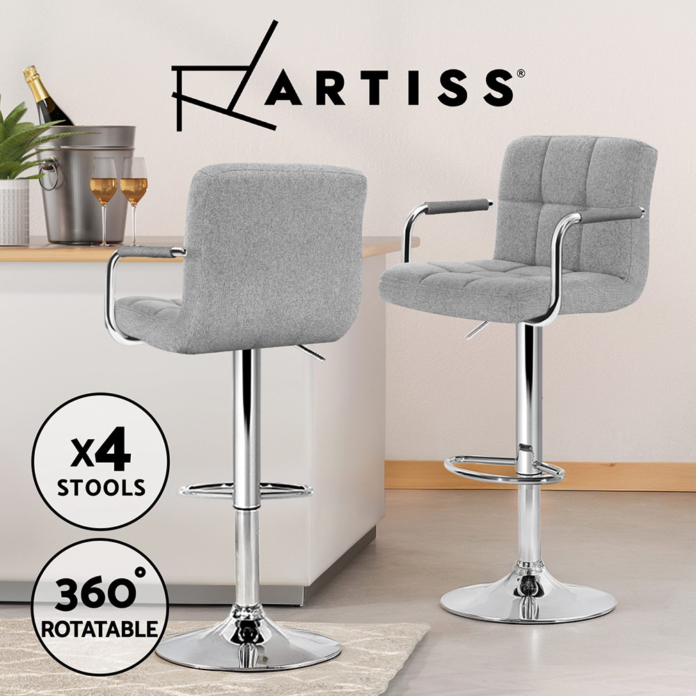 1x / 2x / 4x Artiss Bar Stools Kitchen Chairs Upholstered Wood Leather Fabric - Picture 69 of 110