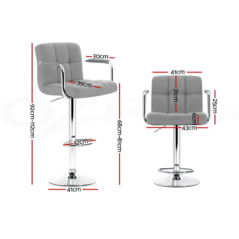 1x / 2x / 4x Artiss Bar Stools Kitchen Chairs Upholstered Wood Leather Fabric - Picture 70 of 110