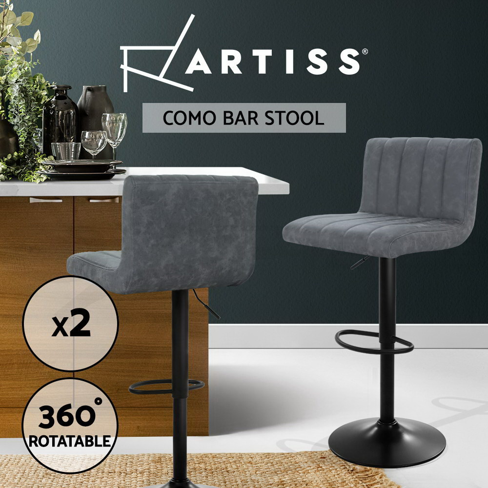 1x / 2x / 4x Artiss Bar Stools Kitchen Chairs Upholstered Wood Leather Fabric - Picture 30 of 110