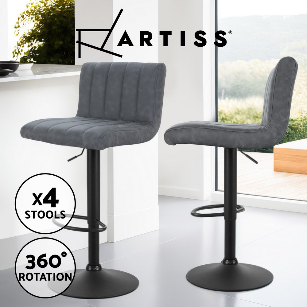 1x / 2x / 4x Artiss Bar Stools Kitchen Chairs Upholstered Wood Leather Fabric - Picture 31 of 110