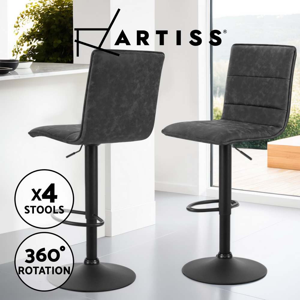 1x / 2x / 4x Artiss Bar Stools Kitchen Chairs Upholstered Wood Leather Fabric - Picture 23 of 110