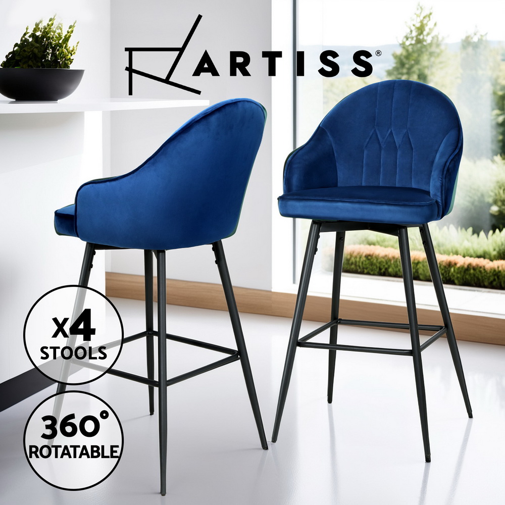 1x / 2x / 4x Artiss Bar Stools Kitchen Chairs Upholstered Wood Leather Fabric - Picture 60 of 110