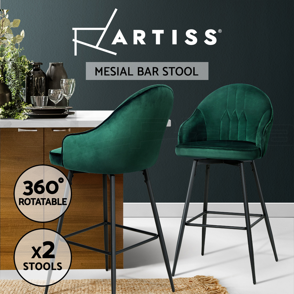 1x / 2x / 4x Artiss Bar Stools Kitchen Chairs Upholstered Wood Leather Fabric - Picture 61 of 110