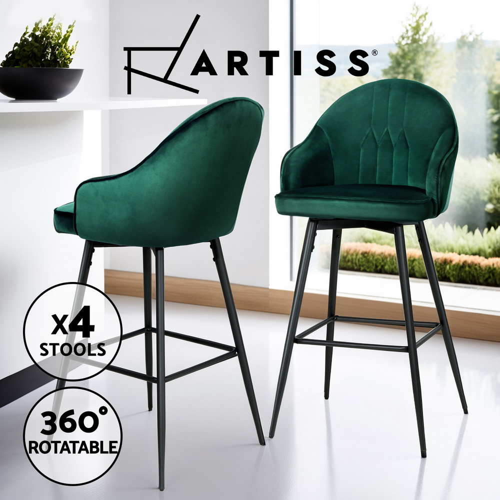1x / 2x / 4x Artiss Bar Stools Kitchen Chairs Upholstered Wood Leather Fabric - Picture 62 of 110