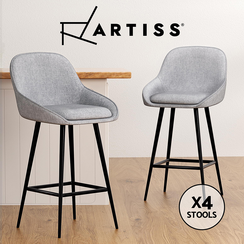 1x / 2x / 4x Artiss Bar Stools Kitchen Chairs Upholstered Wood Leather Fabric - Picture 12 of 110