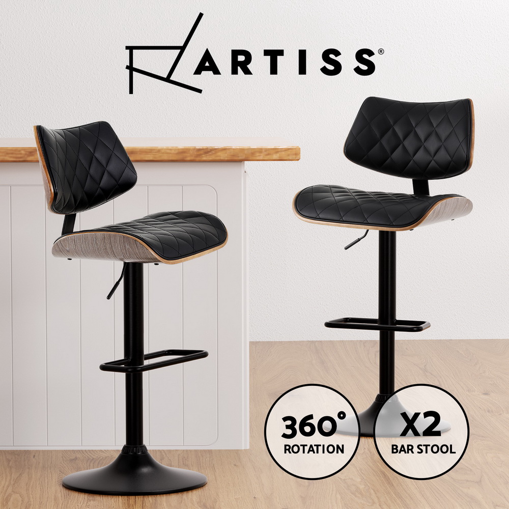 1x / 2x / 4x Artiss Bar Stools Kitchen Chairs Upholstered Wood Leather Fabric - Picture 81 of 110