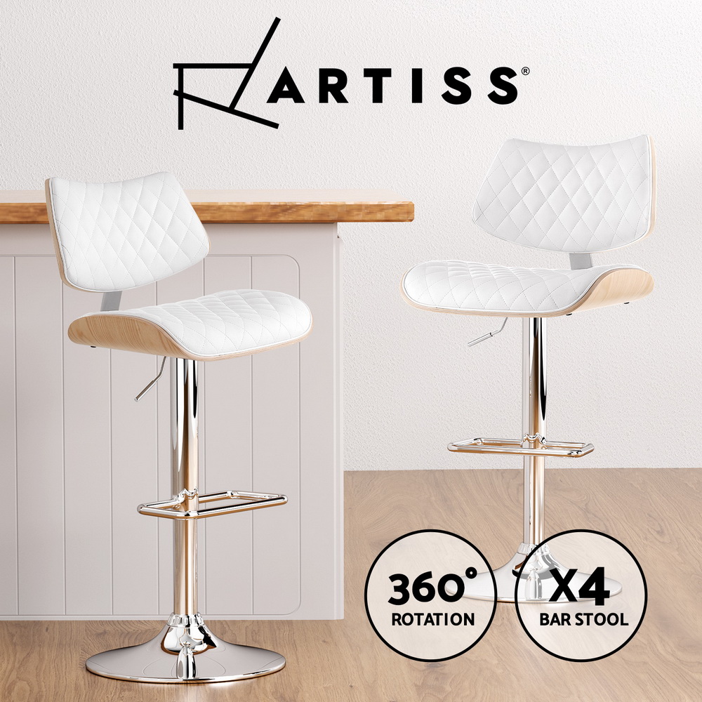 1x / 2x / 4x Artiss Bar Stools Kitchen Chairs Upholstered Wood Leather Fabric - Picture 85 of 110