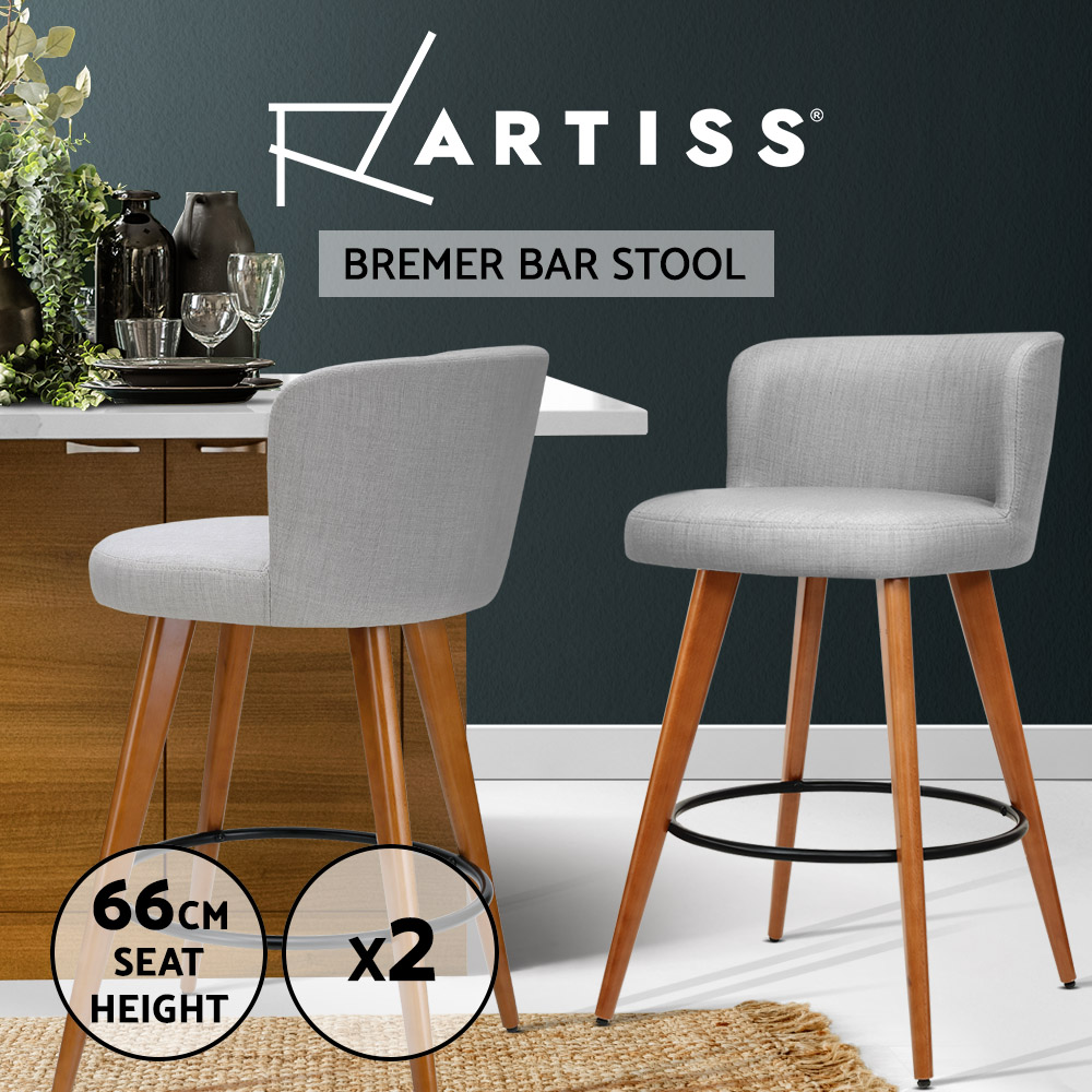 1x / 2x / 4x Artiss Bar Stools Kitchen Chairs Upholstered Wood Leather Fabric - Picture 17 of 110