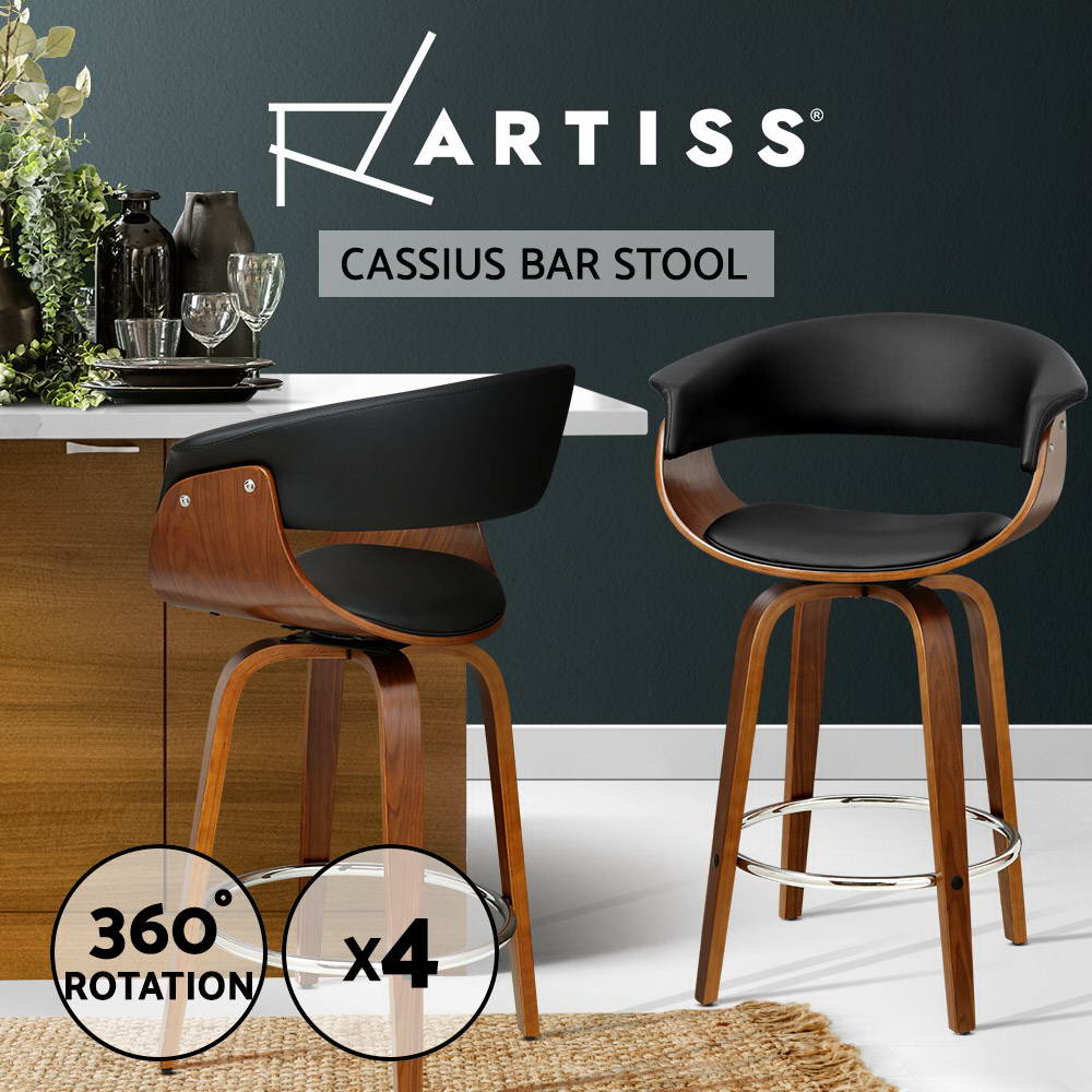 1x / 2x / 4x Artiss Bar Stools Kitchen Chairs Upholstered Wood Leather Fabric - Picture 21 of 110