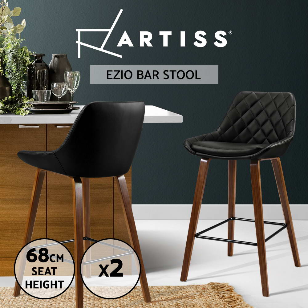 1x / 2x / 4x Artiss Bar Stools Kitchen Chairs Upholstered Wood Leather Fabric - Picture 36 of 110