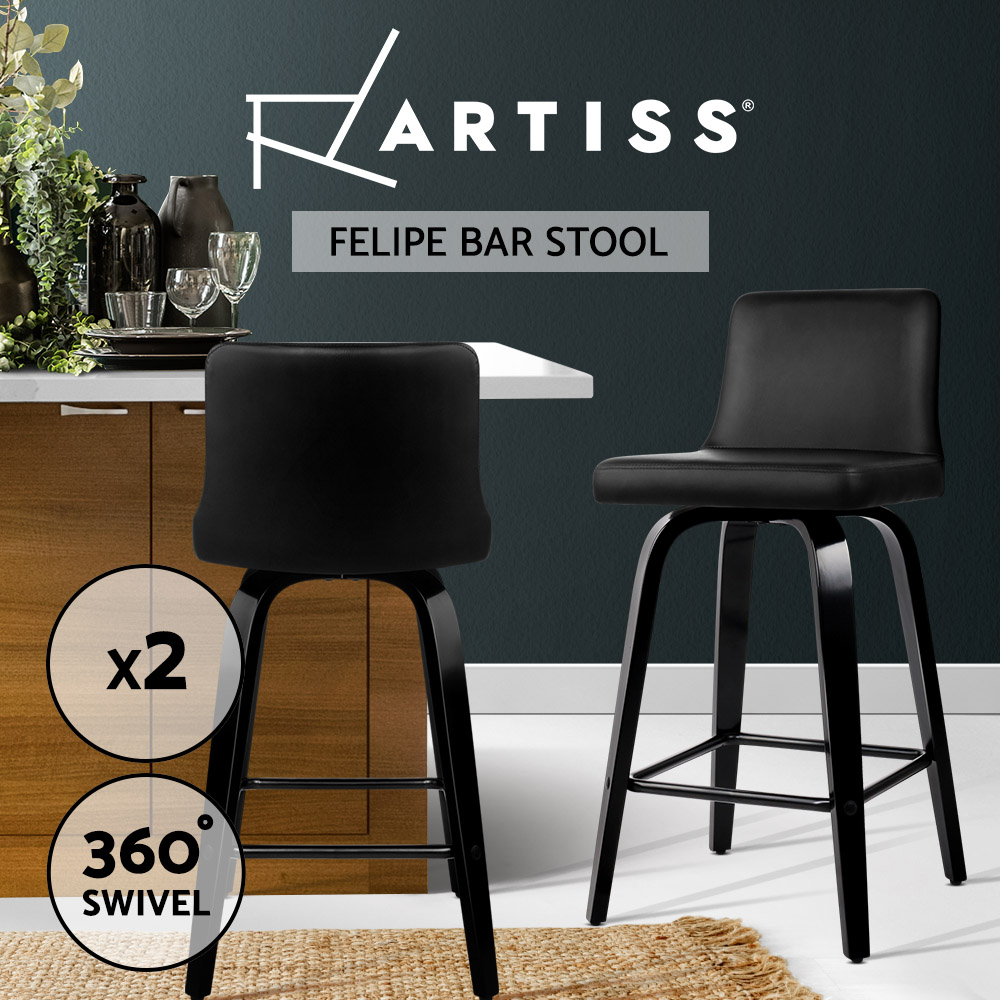 1x / 2x / 4x Artiss Bar Stools Kitchen Chairs Upholstered Wood Leather Fabric - Picture 42 of 110