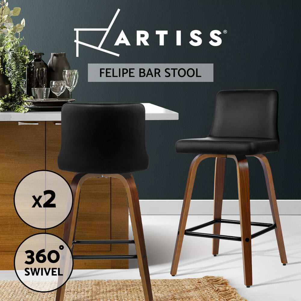 1x / 2x / 4x Artiss Bar Stools Kitchen Chairs Upholstered Wood Leather Fabric - Picture 40 of 110