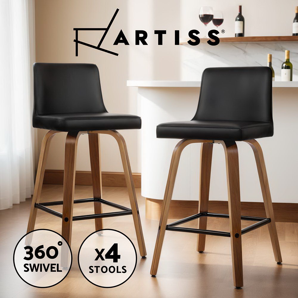 1x / 2x / 4x Artiss Bar Stools Kitchen Chairs Upholstered Wood Leather Fabric - Picture 41 of 110