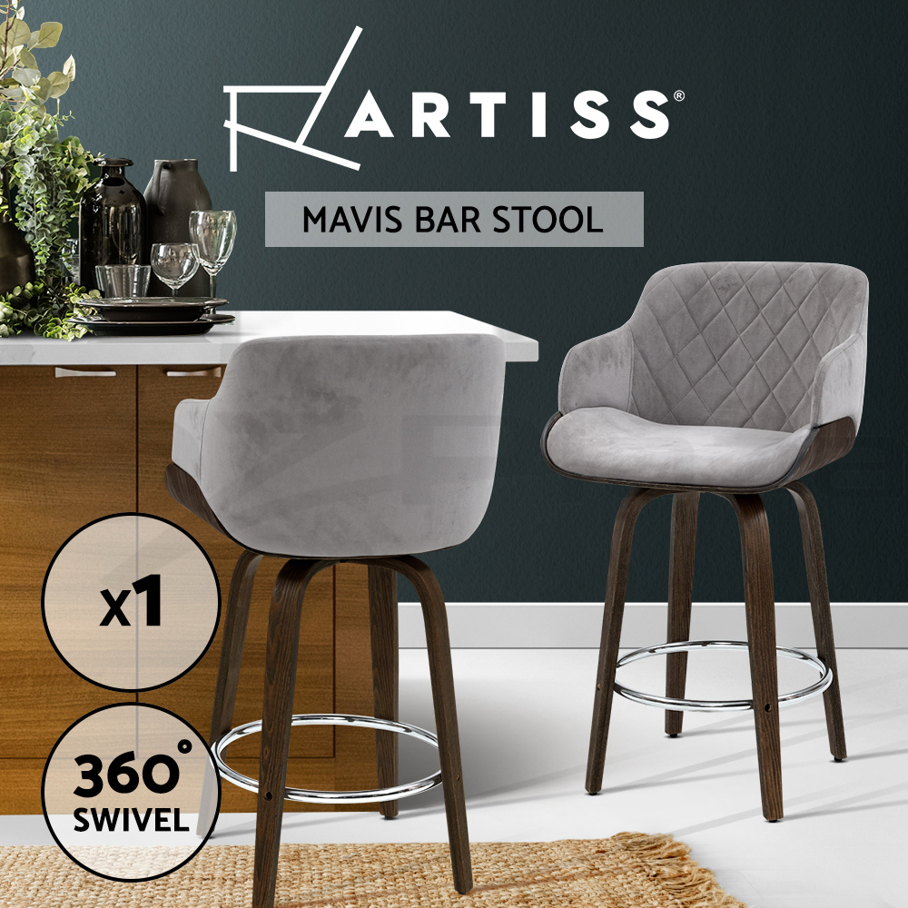 1x / 2x / 4x Artiss Bar Stools Kitchen Chairs Upholstered Wood Leather Fabric - Picture 56 of 110