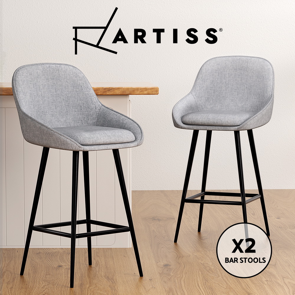 1x / 2x / 4x Artiss Bar Stools Kitchen Chairs Upholstered Wood Leather Fabric - Picture 57 of 110