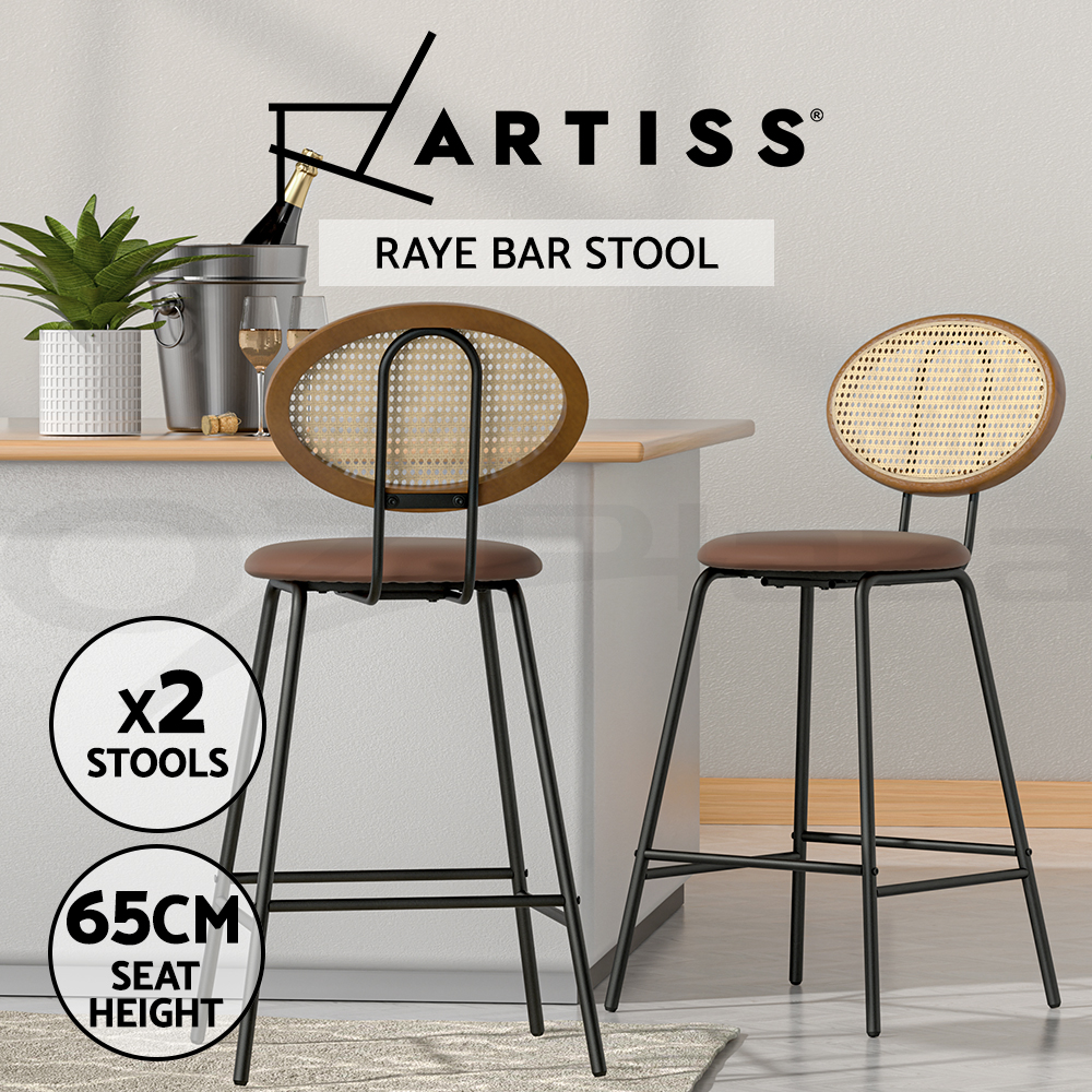 Artiss Bar Stools Kitchen Chairs Upholstered Leather Wood Metal x1/x2/x4 - Picture 60 of 74