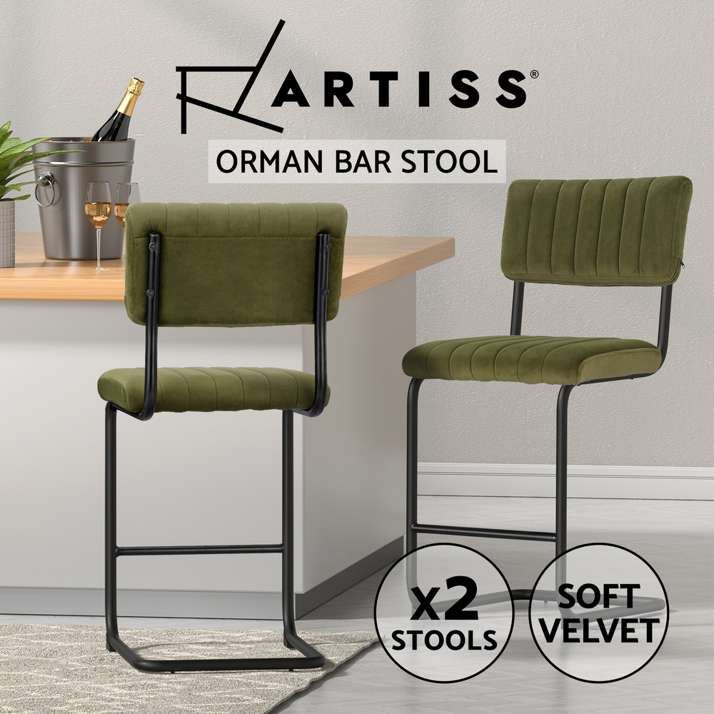 Artiss Bar Stools Kitchen Chairs Upholstered Leather Wood Metal x1/x2/x4 - Picture 52 of 74