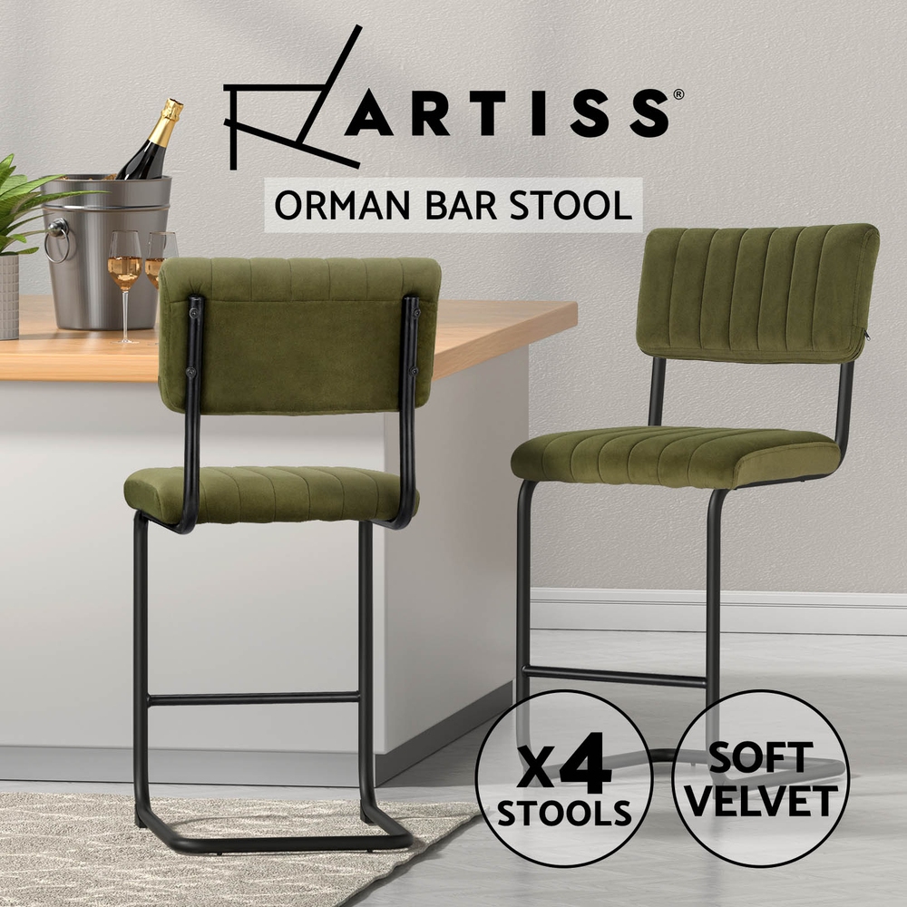 Artiss Bar Stools Kitchen Chairs Upholstered Leather Wood Metal x1/x2/x4 - Picture 53 of 74