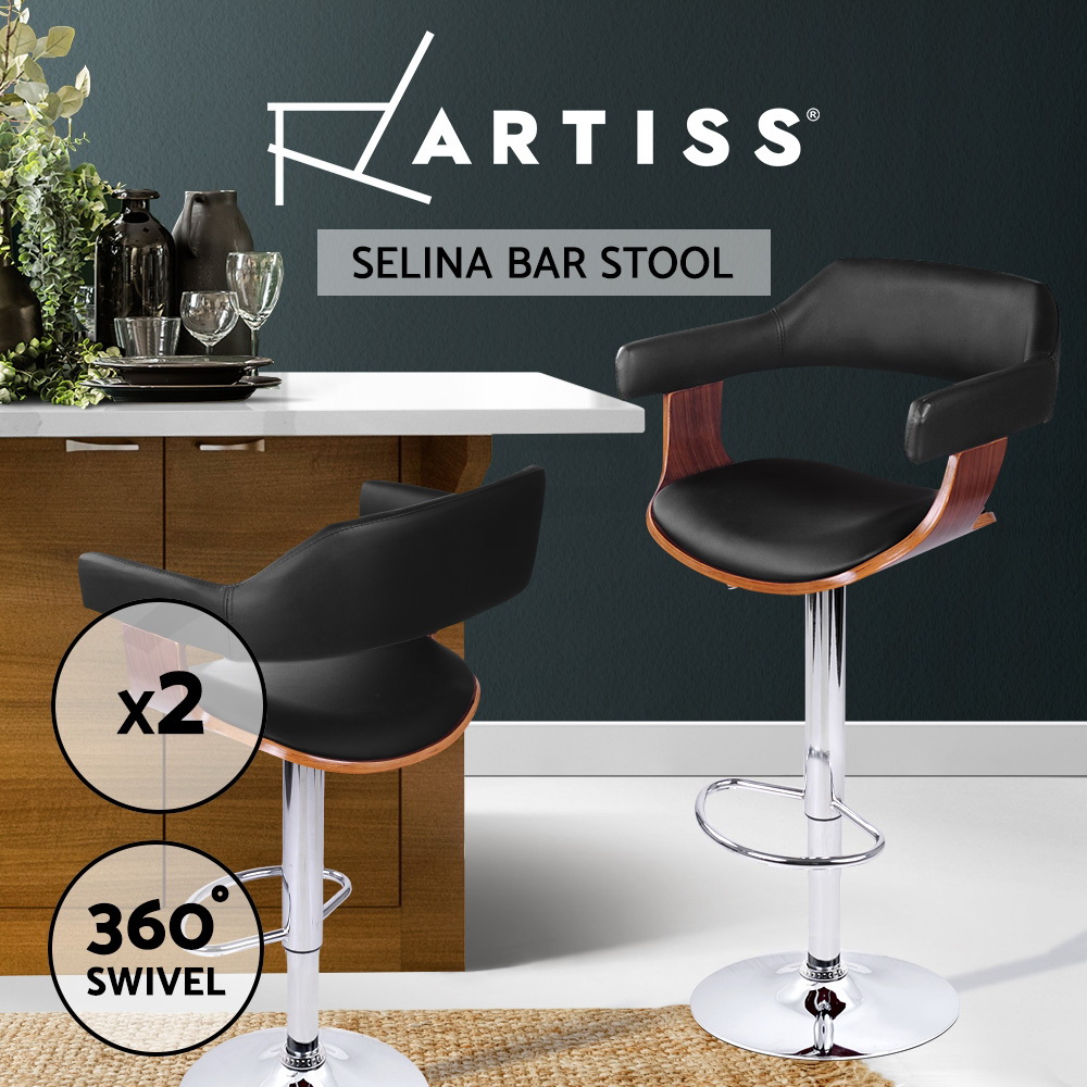 Artiss Bar Stools Kitchen Chairs Upholstered Leather Wood Metal x1/x2/x4 - Picture 65 of 74
