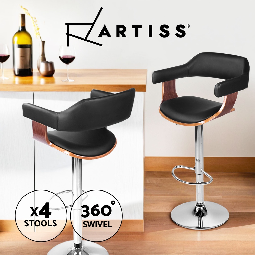 Artiss Bar Stools Kitchen Chairs Upholstered Leather Wood Metal x1/x2/x4 - Picture 66 of 74