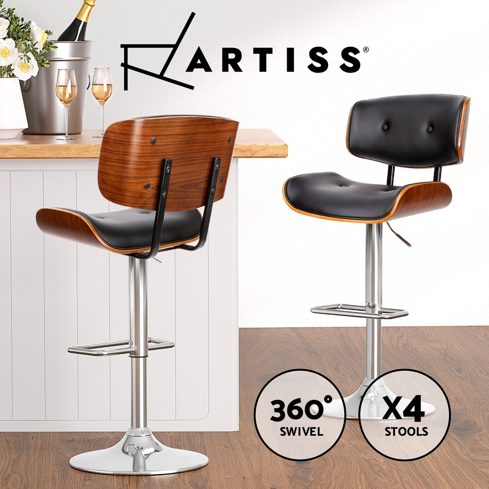 Artiss Bar Stools Kitchen Chairs Upholstered Leather Wood Metal x1/x2/x4 - Picture 22 of 74
