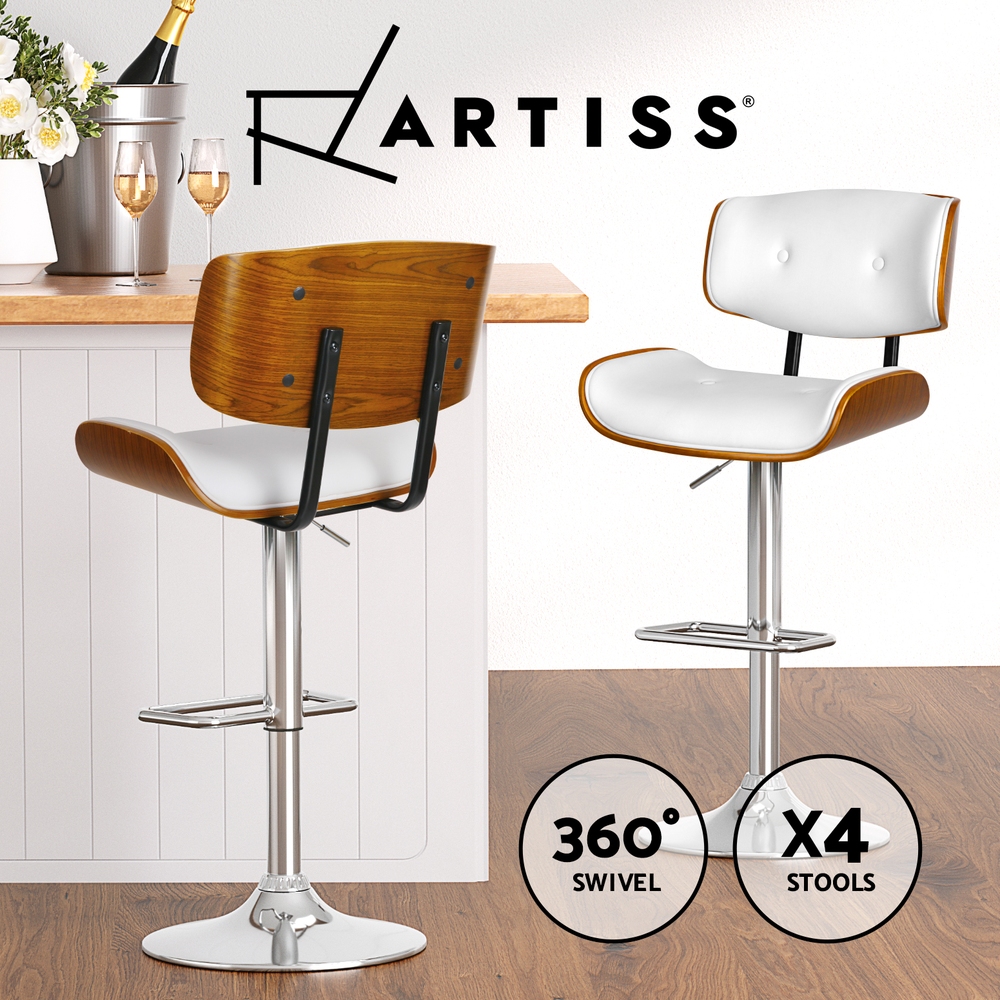 Artiss Bar Stools Kitchen Chairs Upholstered Leather Wood Metal x1/x2/x4 - Picture 25 of 74