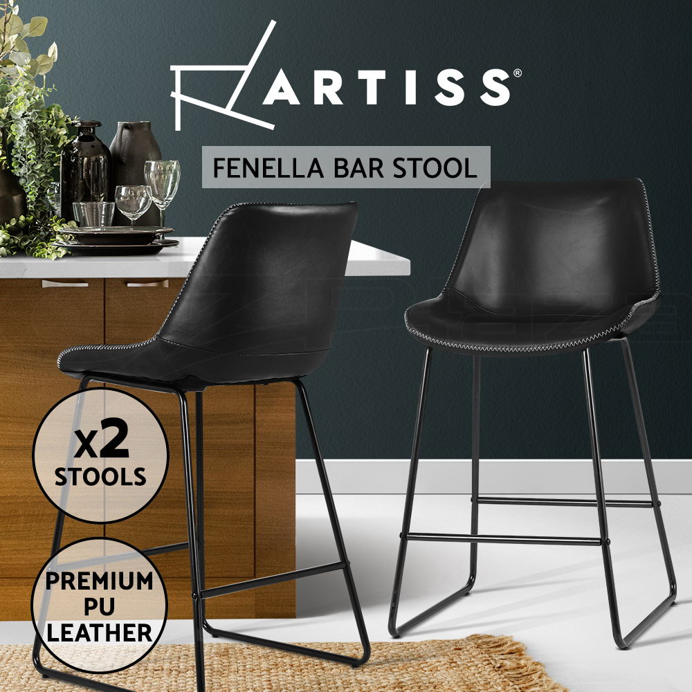 Artiss Bar Stools Kitchen Chairs Upholstered Leather Wood Metal x1/x2/x4 - Picture 32 of 74