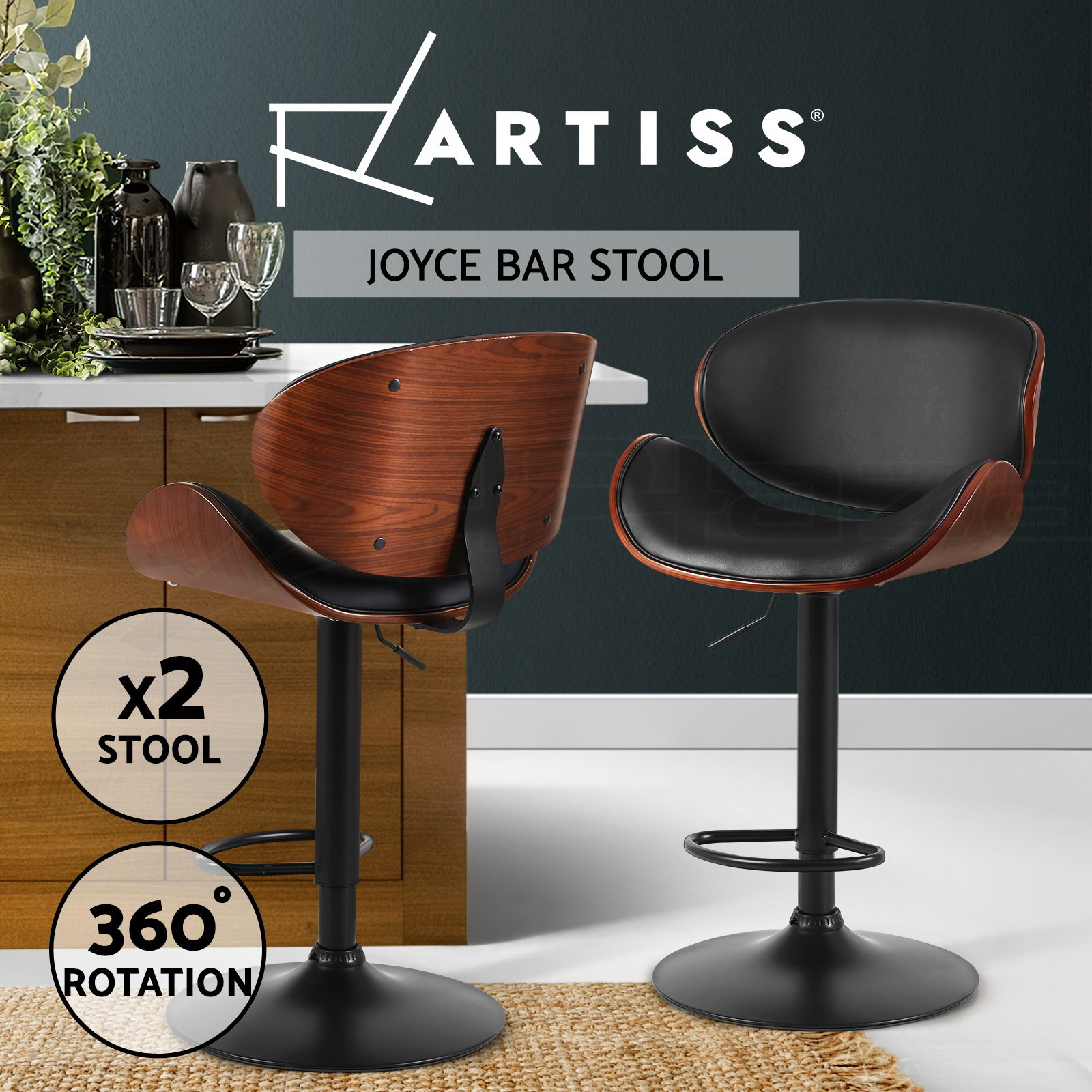 Artiss Bar Stools Kitchen Chairs Upholstered Leather Wood Metal x1/x2/x4 - Picture 44 of 74