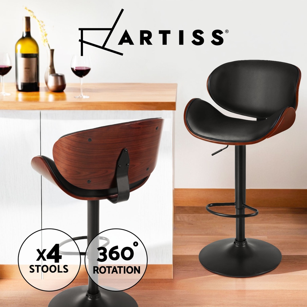 Artiss Bar Stools Kitchen Chairs Upholstered Leather Wood Metal x1/x2/x4 - Picture 45 of 74