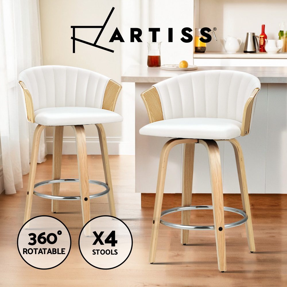 Artiss Bar Stools Kitchen Chairs Upholstered Leather Wood Metal x1/x2/x4 - Picture 63 of 74