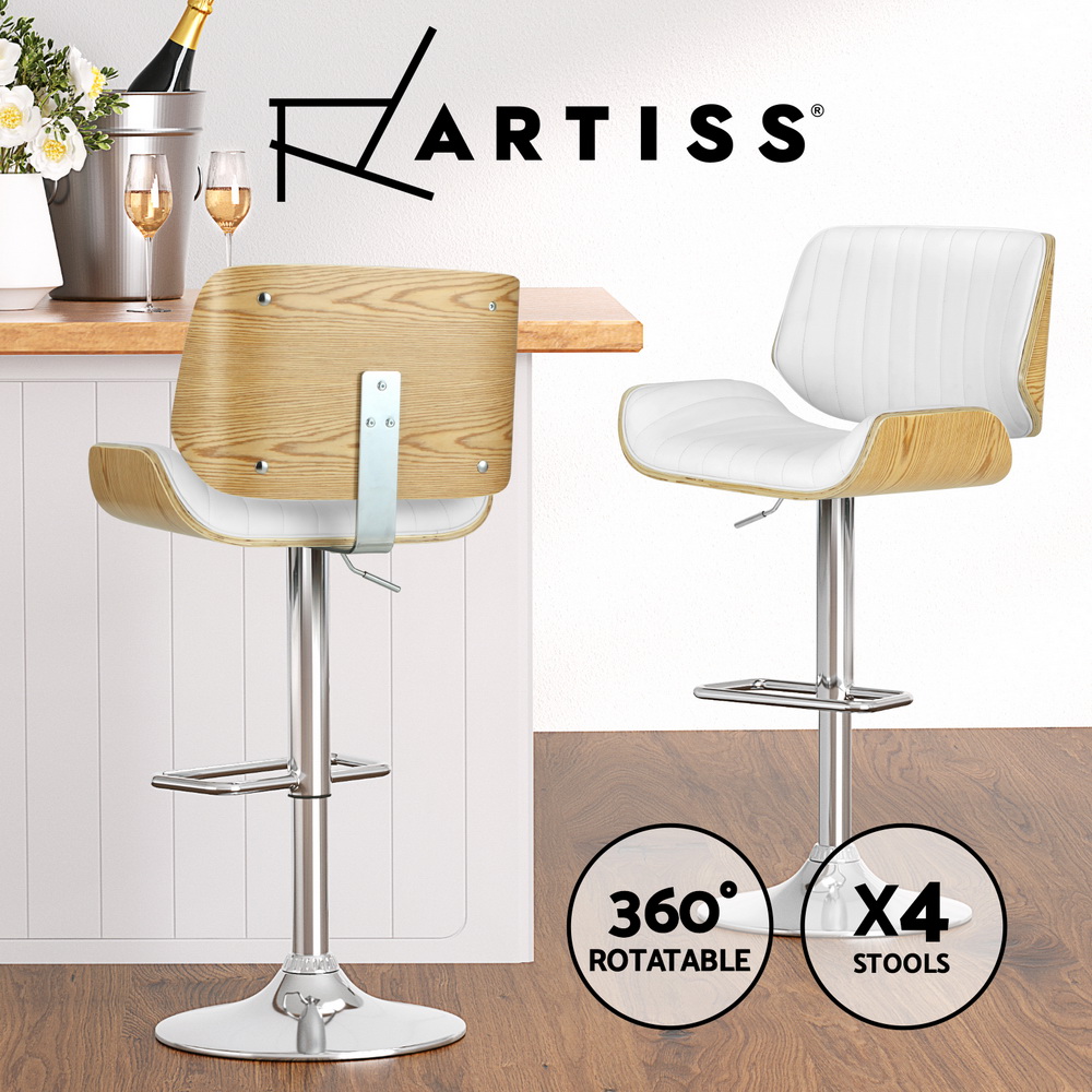 Artiss Bar Stools Kitchen Chairs Upholstered Leather Wood Metal x1/x2/x4 - Picture 38 of 74