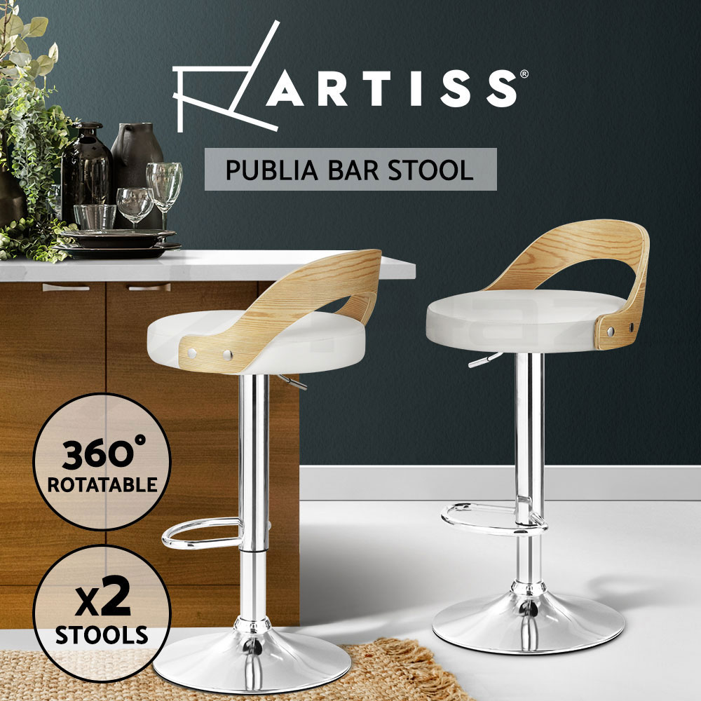 Artiss Bar Stools Kitchen Chairs Upholstered Leather Wood Metal x1/x2/x4 - Picture 58 of 74