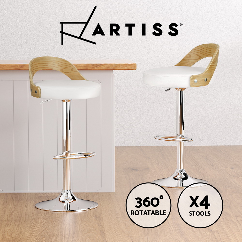 Artiss Bar Stools Kitchen Chairs Upholstered Leather Wood Metal x1/x2/x4 - Picture 59 of 74