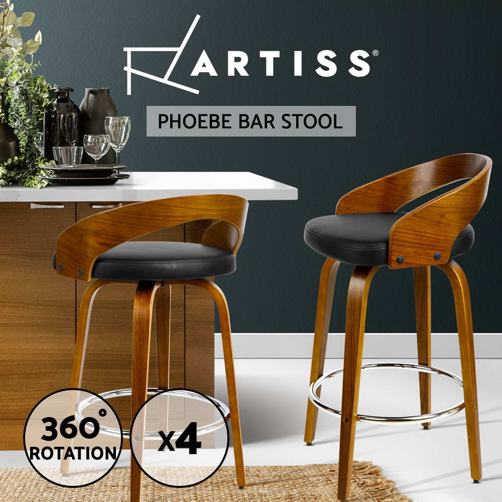 Artiss Bar Stools Kitchen Chairs Upholstered Leather Wood Metal x1/x2/x4 - Picture 55 of 74