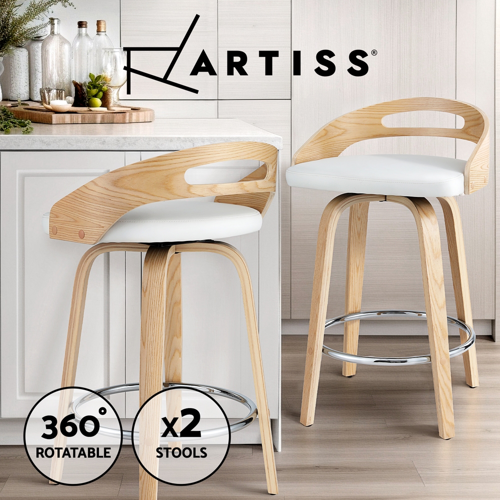 Artiss Bar Stools Kitchen Chairs Upholstered Leather Wood Metal x1/x2/x4 - Picture 26 of 74