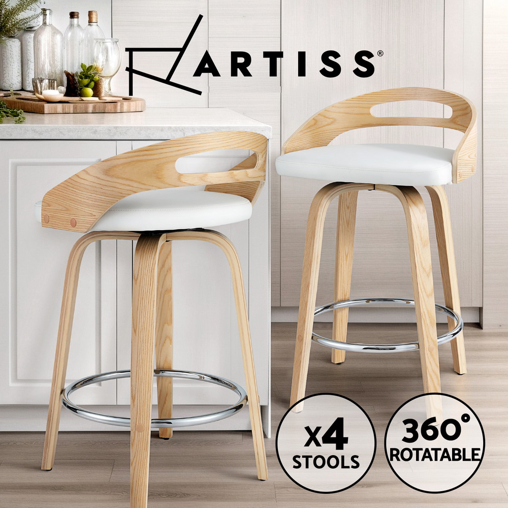 Artiss Bar Stools Kitchen Chairs Upholstered Leather Wood Metal x1/x2/x4 - Picture 27 of 74