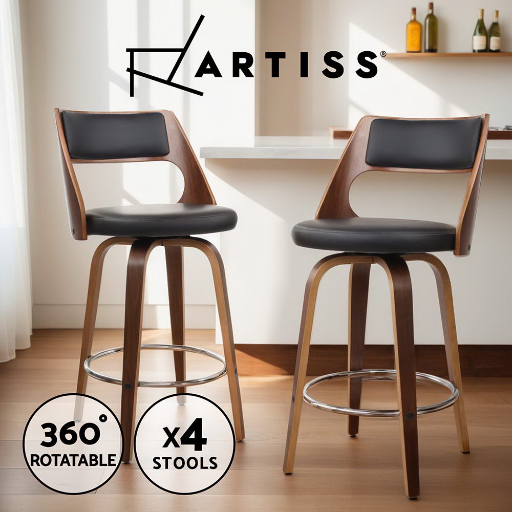 Artiss Bar Stools Kitchen Chairs Upholstered Leather Wood Metal x1/x2/x4 - Picture 42 of 74