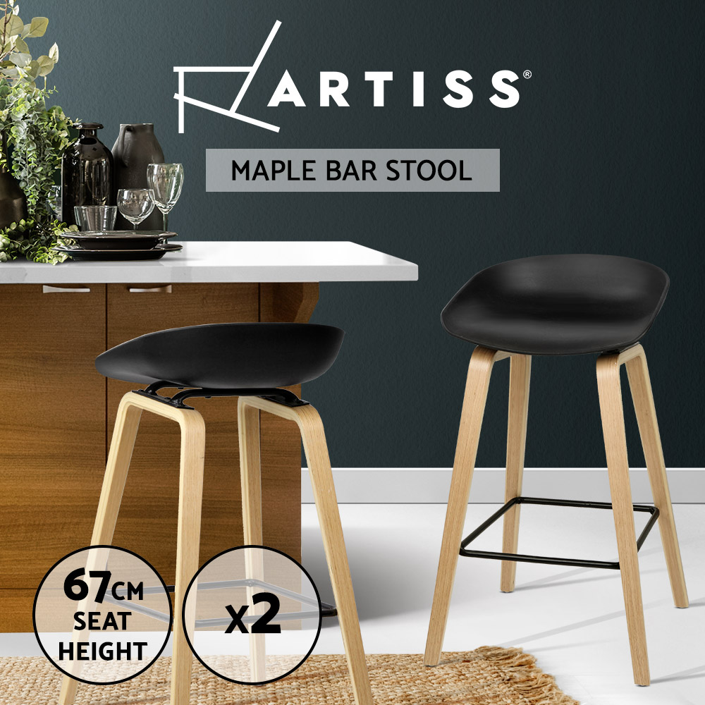 Artiss Bar Stools Kitchen Chairs Upholstered Leather Wood Metal x1/x2/x4 - Picture 46 of 74